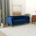 thumbnail image 6 of Allen 78" Contemporary Mid-Century Velvet Sofa, Upholstered Tufted Foam Padded Cushion Couch for Living Room Office Apartment, in Blue, 6 of 7