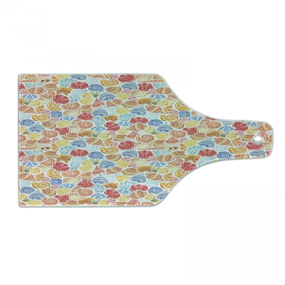 Scallop Cutting Board, Continuous Vivid Shell Colorful Underwater Sea Life, Decorative Tempered Glass Cutting and Serving Board, in 3 Sizes, by Ambesonne