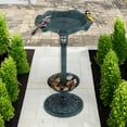 thumbnail image 2 of Pefilos 30" Outdoor Pedestal Garden Bird Bath with Solar Light, Bird Feeder and Flower Planter, Standing Lotus Leaf Bowl Birdbath, Green, 2 of 9