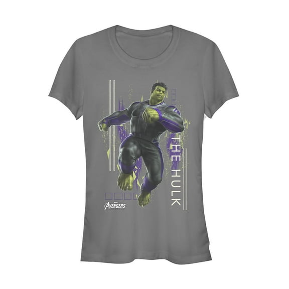 Junior's Marvel Avengers: Endgame Hulk Glitch Graphic Tee Charcoal Medium