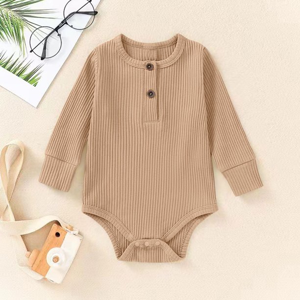 Ropa cómoda para bebés de color sólido, de manga larga, para gatear, de algodón para niños.