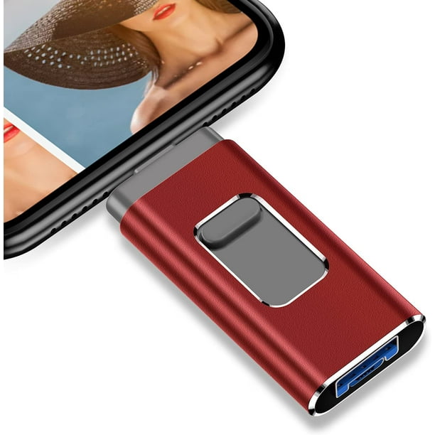 MFi Clé USB 3 en 1 certifiée pour iPhone 256 Go – Clé USB pour iPhone –  Stockage de photos – Clé USB de stockage externe compatible avec