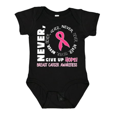 

Inktastic Never Give Up Hope Breast Cancer Awareness Gift Baby Boy or Baby Girl Bodysuit