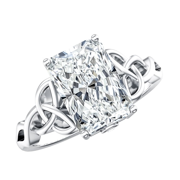 Rosec Jewels 3 Ct IGI Certified Lab Grown Diamond Radiant Cut Engagement Ring with Knot - E-VS1 Grade, 925 Sterling Silver, US 4.00