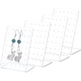 thumbnail image 1 of 4 piezas （transparente+esmerilado）Soporte para aretes, 72 orificios Soporte para exhibición de aretes Pendientes en forma de L Estante para exhibición de joyería Organizador de soporte Vitrina de exhibición de plástico ER, 1 of 5