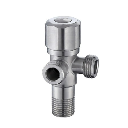 

304 Stainless Steel Triangle Hot Cold Water Shut Off for Toilet Kitchen Sink(Angle Style Double Out Silver)