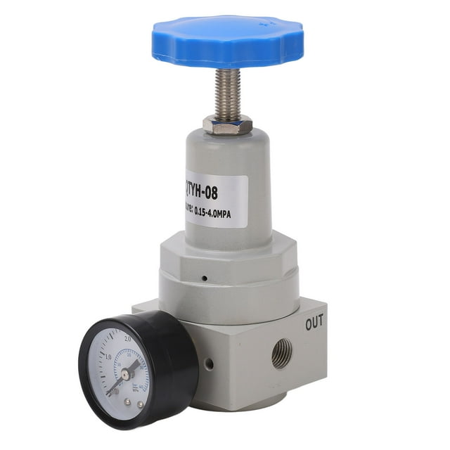 Regulador de presión de aire Controlador de válvula de alivio automático Aleación de aluminio con manómetro QTYH‑08 0,15-4,0 MPa