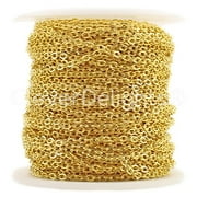 CleverDelights 2x3mm Cable Chain - Gold Color - 30 Feet