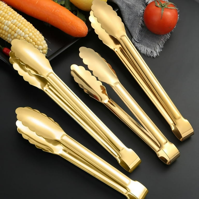 16 Pieces Gold Tongs For Serving Food, 4 Styles Stainless Steel