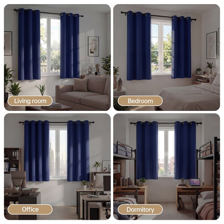 Cshidworld Blackout Curtains Set Of 2 42" x 63" Navy Blue photo 6