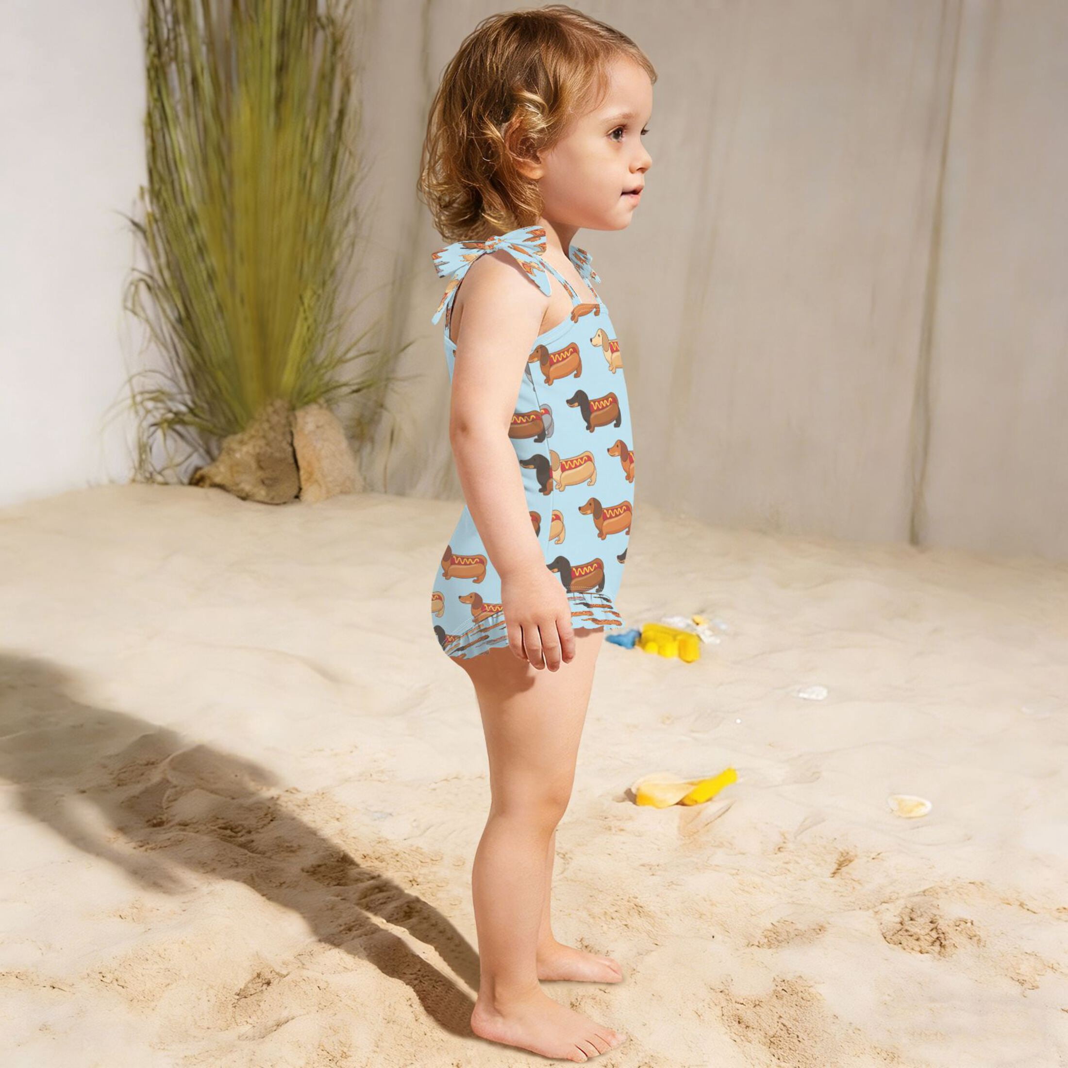 DIXRUYEE Swimsuit One Piece swimwear Dachshund Sausage Dog of Pattern