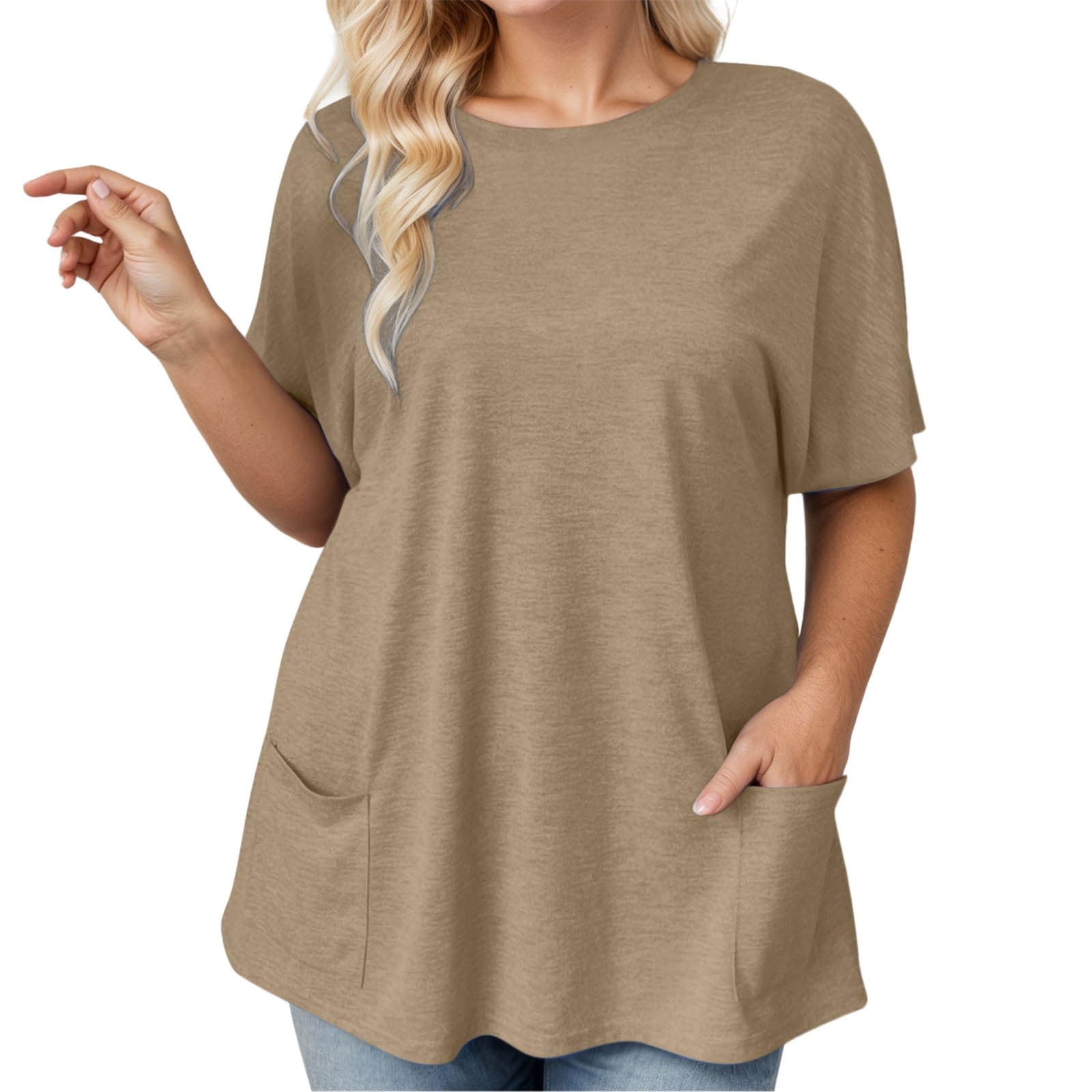 Chemisier Long Pour Femme Grandes Tailles - Tunique En Lin Avec Paillettes - Décontracté Travail - Chemise Ample Avec Boutons - Couleur Unie Élégante