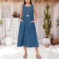 thumbnail image 2 of Linen Midi Dresses for Women Crew Neck Sleeveless Dress with Pockets 2026 Summer Beach Dresses Cover Ups Loose Fit Casual Spring Sundress Travel Vacation Outfits, 2 of 5