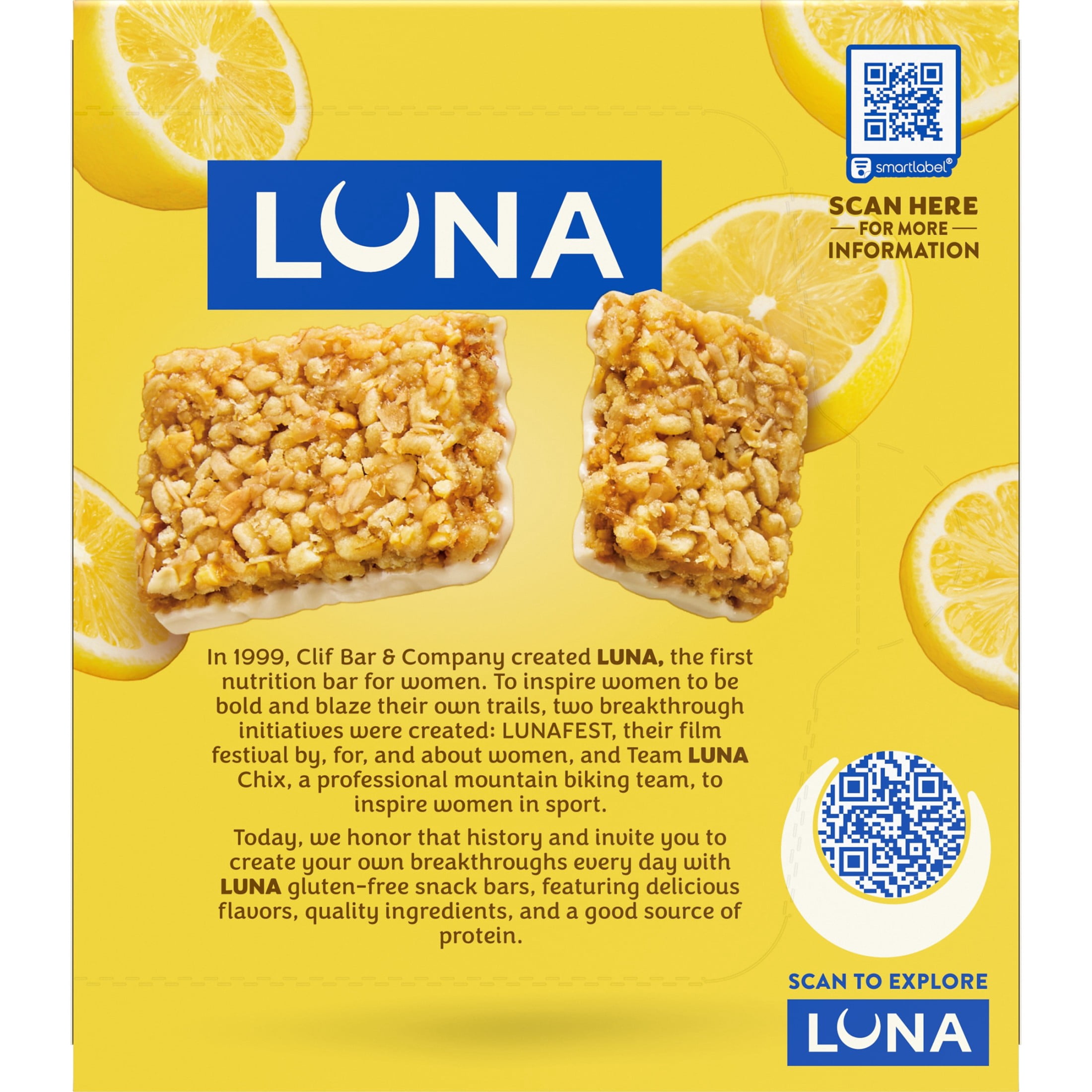 LUNA LemonZest Flavor Gluten Free Snack Bars, Protein Bars, 6
