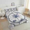 thumbnail image 4 of Erosebridal Compass Print Comforter Set Queen Size Ocean Nautical Themed Bedding Set Geometric Circles Pattern Comforter Coastal Sea Adventure Quilt Set, 4 of 7