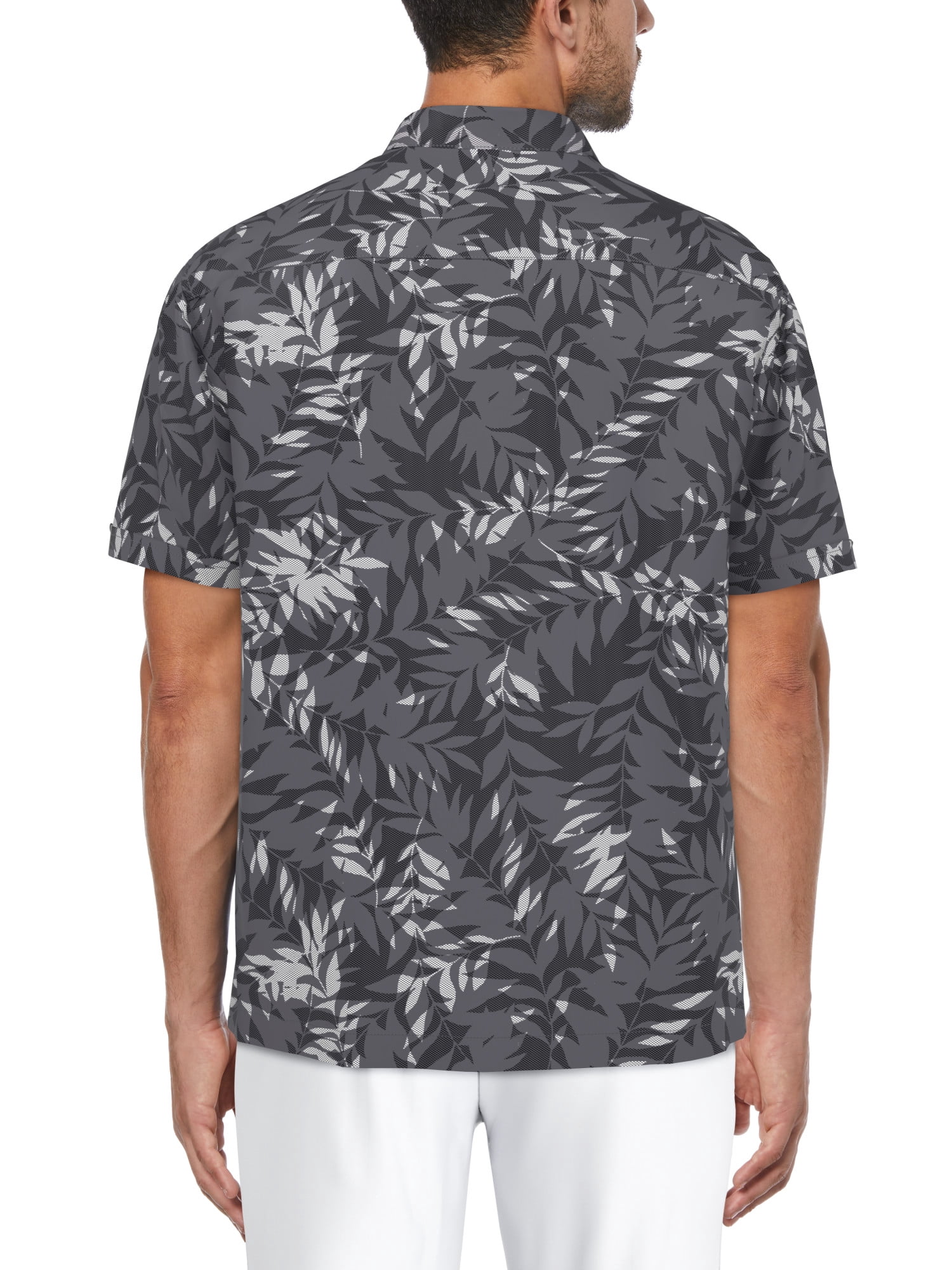 Cafe Luna Men's and Big Men's Abstract Leaves Print Short Sleeve Shirt, Sizes S-5XL