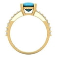 thumbnail image 4 of 3.96ct Cushion Cut Blue Turquoise 14k Yellow Gold Engraving Statement Bridal Wedding Designer Ring Size 4, 4 of 5