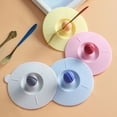 thumbnail image 5 of 1 Pack Silicone Cup Covers with Spoon Holder, 3.9'' Reusable Dust Proof Mug Cover, Macaron Multi Color Drink Covers for Coffee, Tea, Juice, Water, BPA-Free Coffee Lids for Most Mugs and Cups, Gray, 5 of 9