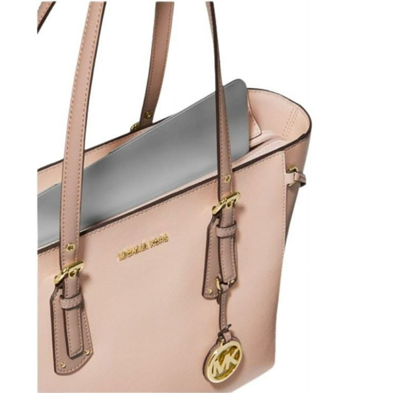 Michael Kors Voyager Medium Crossgrain Leather Tote- Fawn