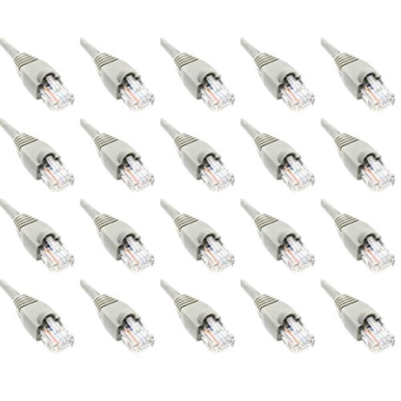 1 Ft (1ft) Cat6 Ethernet Network Patch Cable Gray (20 PACK lot)