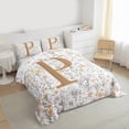 thumbnail image 3 of Homewish Letter P Monogrammed Full Size Comforter Sets,Retro Rustic Flower Bedding Comforter Set,Countryside Plant Bedding Sets For Child,Microfiber Room Decorative Reversible,3 Pieces, 3 of 8