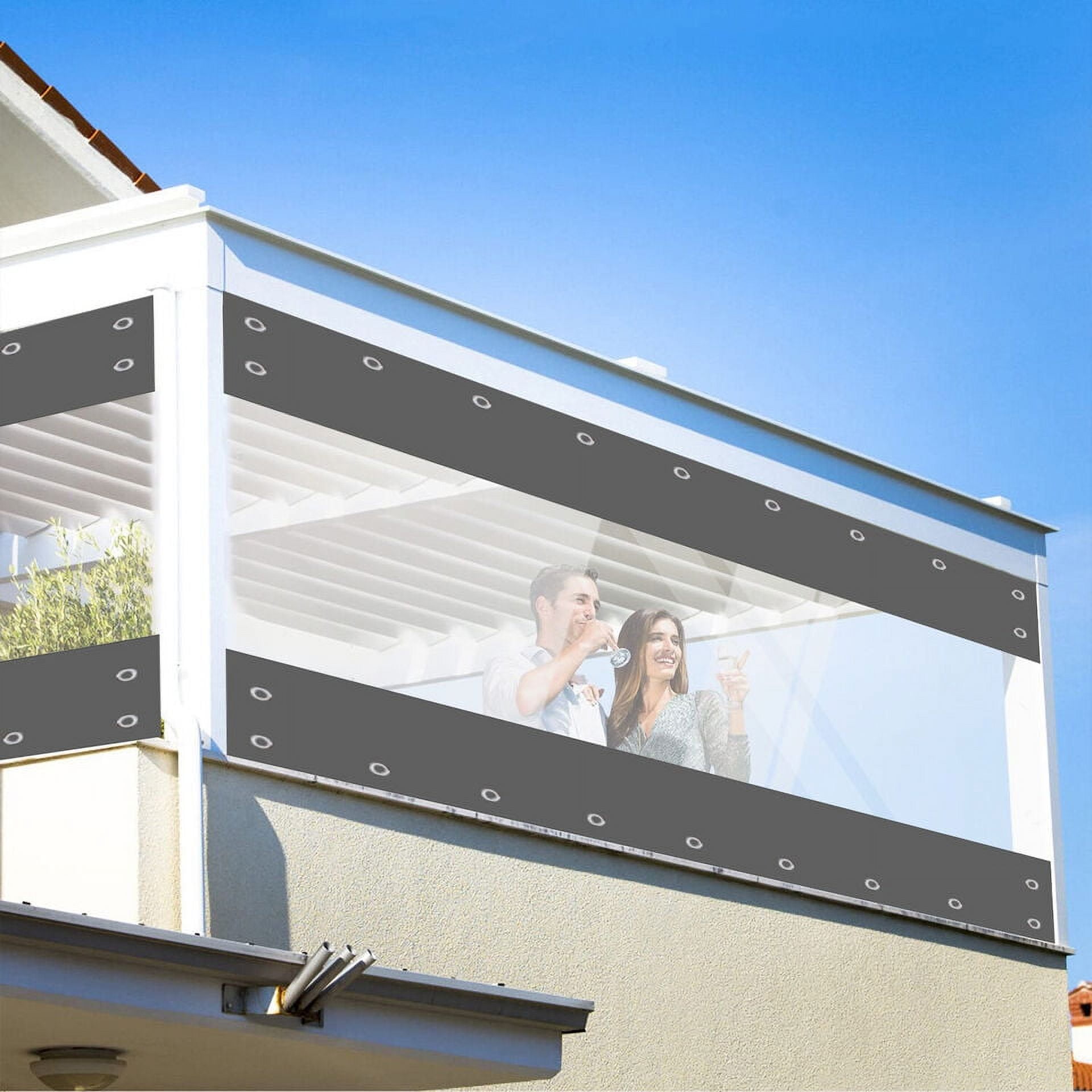 TOPCHANCES Outdoor Clear Vinyl Curtains with Grommets and Rope, Waterproof Cold Resistant Vinyl Patio Enclosure, PVC Heavy Duty Clear Tarps for Patio, Pergola, Porch,Gazebos,Balcony, 8'Hx8'W