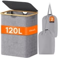 thumbnail image 1 of Cesto de ropa Lifewit de 120 litros con tapa y bolsa extraíble, color gris claro, 1 of 8