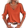 thumbnail image 2 of Langwyqu Cold Shoulder Women Solid Color V-Neck Shirt Blouse, 2 of 5