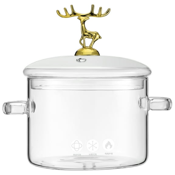 FESTFENDS Transparent Glass Stew Pot Stockpot Borosilicate 1Pcs 19x15cm