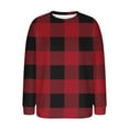 thumbnail image 5 of JUSLIO Plaid Women Tops Warm Fleece Blouses Graphic Long sleeve Round Neck Blouses Red 2XL, 5 of 5