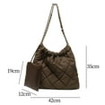 thumbnail image 4 of Bolso de hombro para mujer, bolso de mano de moda con diseño de rombos y celosía para niñas, bolso pequeño tipo tote. Café, 4 of 9