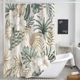 thumbnail image 7 of Tropical Plant Flower Shower Curtain for Bathroom, Vintage Sage Green Palm Leaves Beige Fabric Shower Curtains Set, Cute Floral Greenery Botanical Restroom Decor Accessories with Hooks 72"X72", 7 of 7