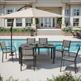 thumbnail image 2 of 7 Piece Outdoor Dining Set, Patio Dining Table Set for 6 Persons, Garden Patio Textilene Dining Furniture Set with Plastic-Wood Tabletop, Dining Table Chairs Conversation Set for Deck Patio, 2 of 9