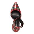 thumbnail image 3 of MADDEN GIRL Womens Red Plaid Padded Goring Adjustable Saxon Pointed Toe Block Heel Buckle Dress Pumps Shoes 6.5 M, 3 of 4