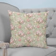 thumbnail image 4 of 20x20 Pillow Covers Set of 2, Pink Flowers Throw Pillow Covers Decorative Couch Cushion Case, Green Country Botanical Floral Leaves Microfiber Square Pillowcases for Bedroom Car Living Room, 4 of 7