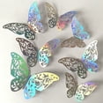 thumbnail image 5 of Set Of 12, 3D Colorful Silvery Butterfly Wall Sticker, Self-adhesive Hollow Paper Three-dimensional Decal For Living Room Bedroom, Wall Decoration, Home Room Decor, 5 of 5
