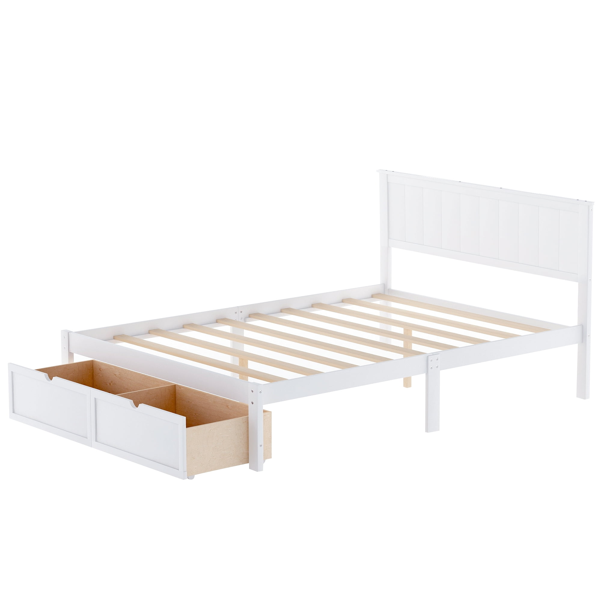 Bellemave Full Size Bed Frame with Storage Drawers, Full Wood Platform Bed with Headboard for Kids, Teens & Adults (White)