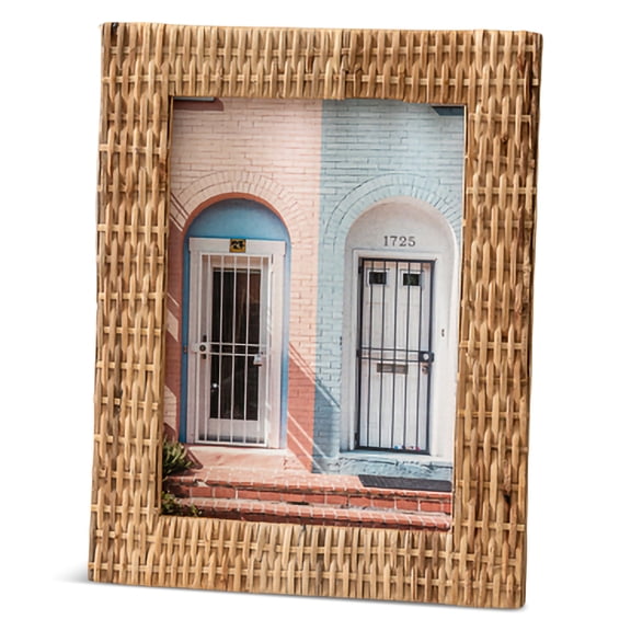 India Handicrafts Decorative Home Décor Holds 5 x 7 Inch Photo Handwoven Tabletop Picture Frame, Natural Brown, Wicker