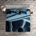 thumbnail image 2 of Ambesonne Outer Space Quilted Coverlet 3 Pcs, Moon Planet Scene, King Size, Navy Blue, 2 of 2