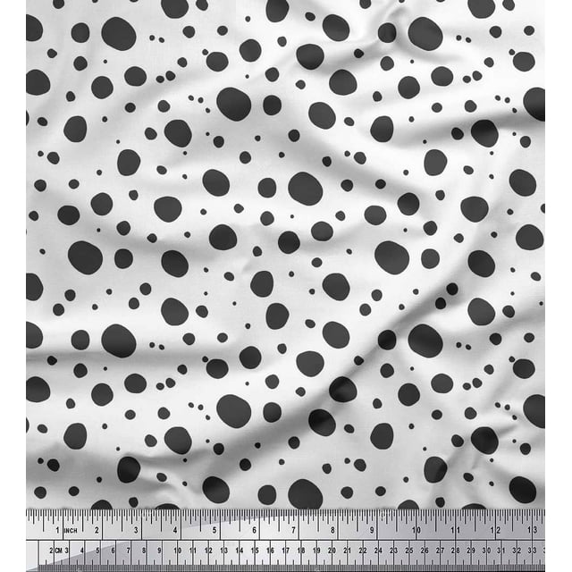 Soimoi Gray Heavy Canvas Fabric Dots Dots Print Fabric by Yard 58 Inch Wide