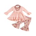 thumbnail image 1 of Toddler Baby Girls Spring Princess Flare Pants Set O-Neck Ruffles Tops + Bell Bottom Pants Headband, 1 of 6
