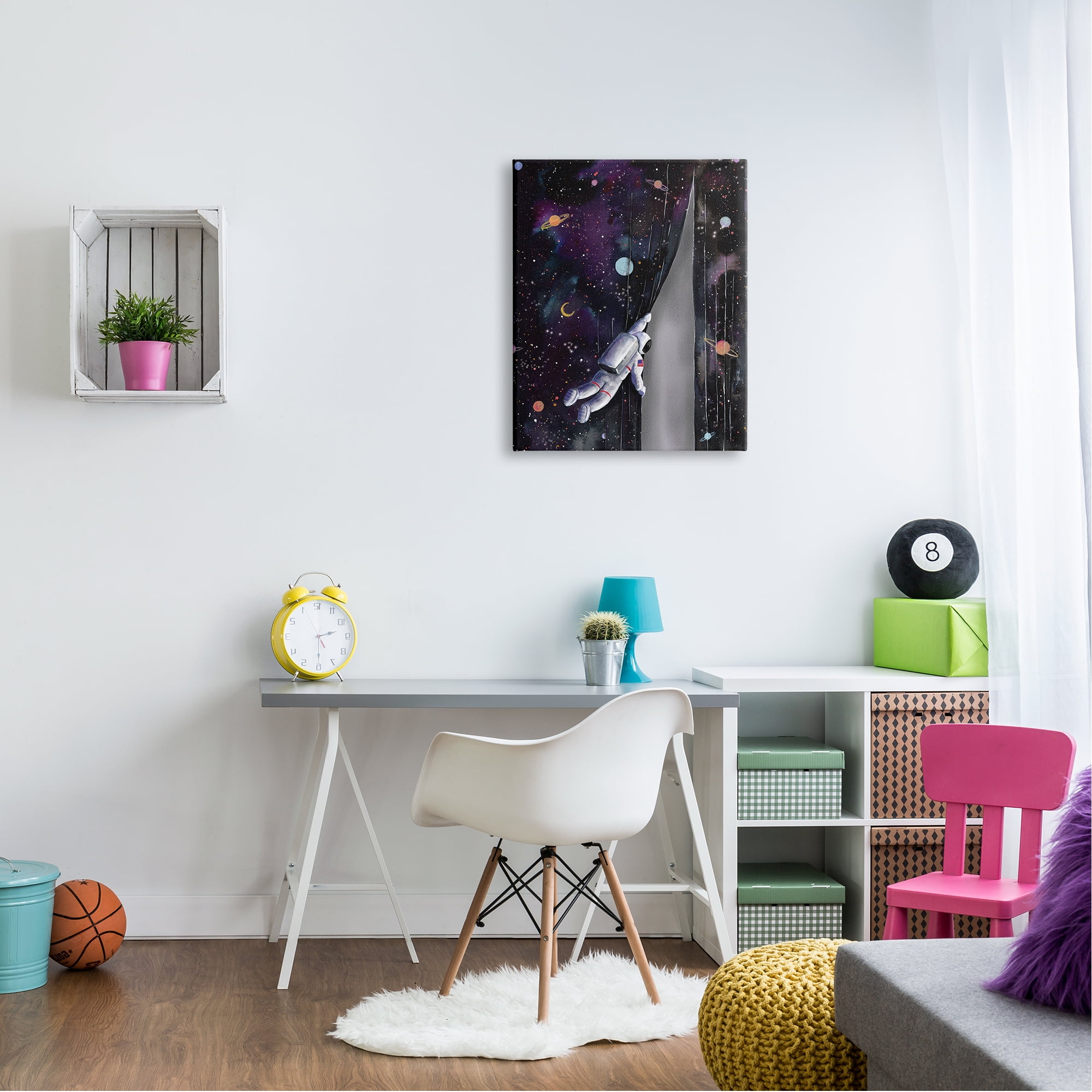 Stupell Industries Astronaut Opening Galaxy Surreal Universe Planets Stars Canvas Wall Art, 24 x 30, Design by Rachel Nieman