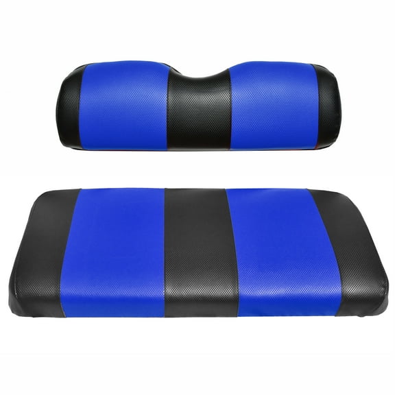 Universal Golf Cart Rear Replacement Seat Cover Set (Black & Blue)