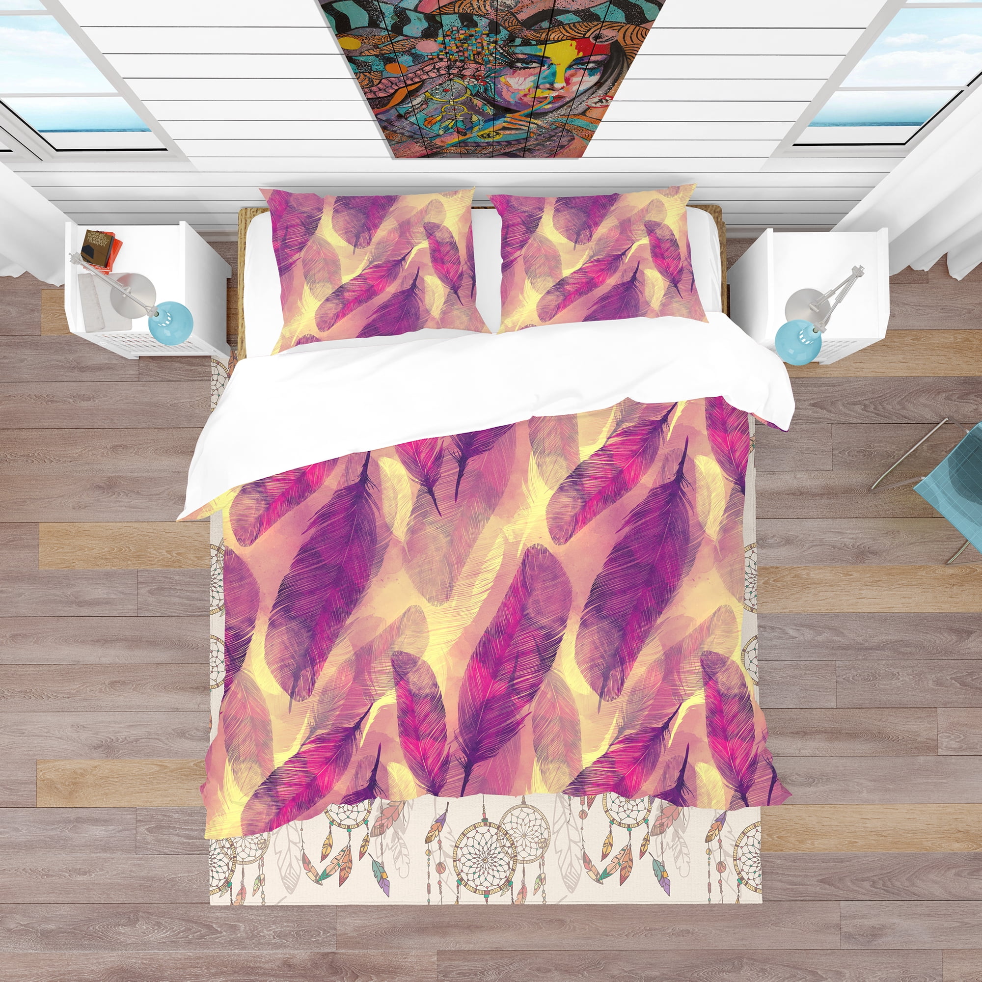 Designart 'Feathers Boho Pattern' Southwestern Duvet Cover Set
