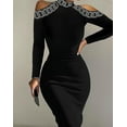 thumbnail image 3 of Party Dress Skinny Rhinestone Chain Pattern Cold Shoulder Dress Ladies Wedding Guest Dresses Elegant Fall Outfits Women_Gift Of G, 3 of 5