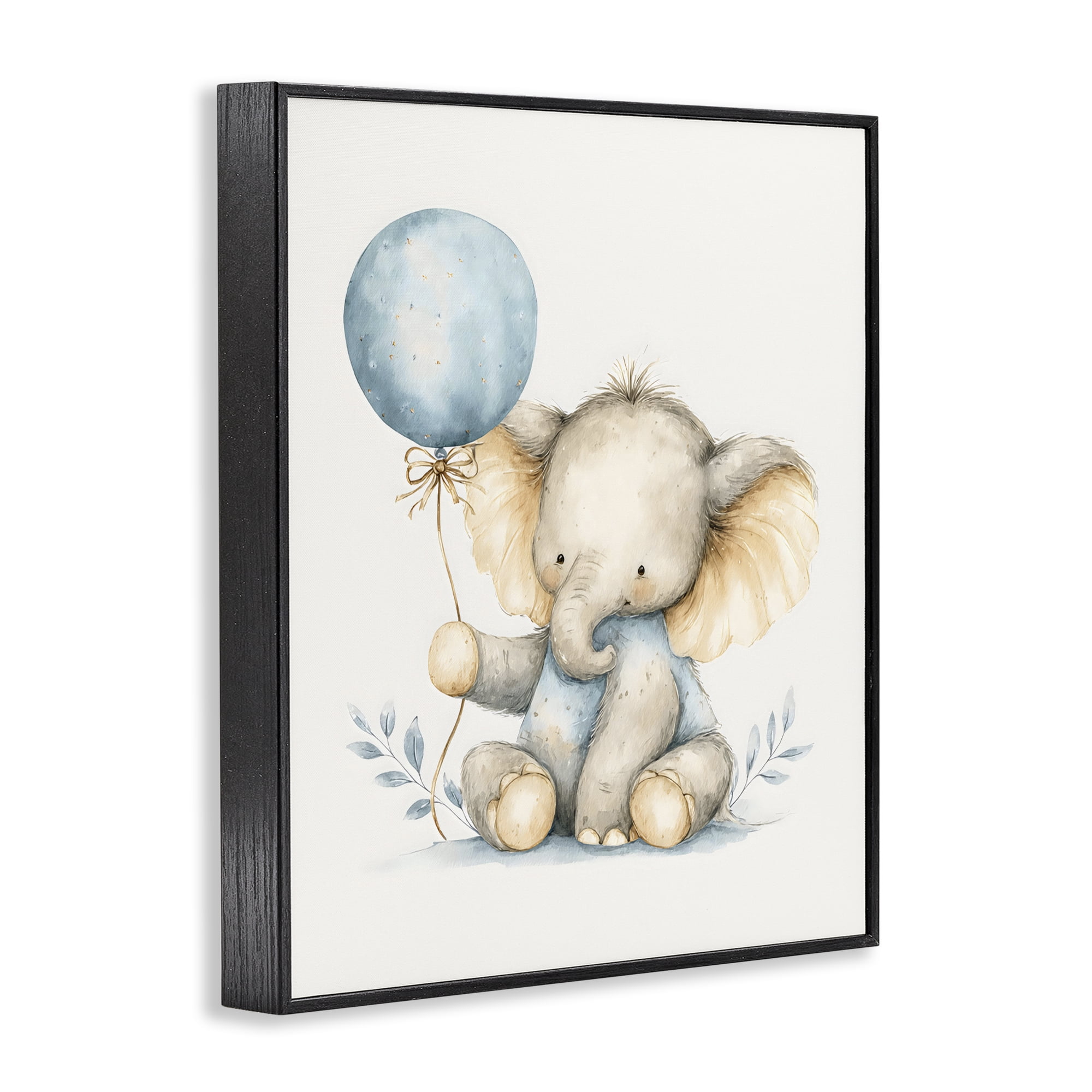 Stupell Industries Watercolor Nursery Elephant Black Framed Giclee Art, design by LSR Design Studio