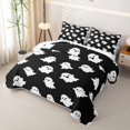thumbnail image 3 of Homewish White Ghost Doodle Bed Spread Queen for Boys Girls, Black Spooky Silhouette Queen Coverlet Set, 3 Pieces, 3 of 7