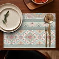 thumbnail image 4 of Orange and Purple Diamond Shaped Geometric Boho Pattern Summer Placemats Table Placemats Set Of 6-Linen Kitchen Washable Placemats Table Mats 11.8"x17.7" Non-Slip Heat Resistant, 4 of 5