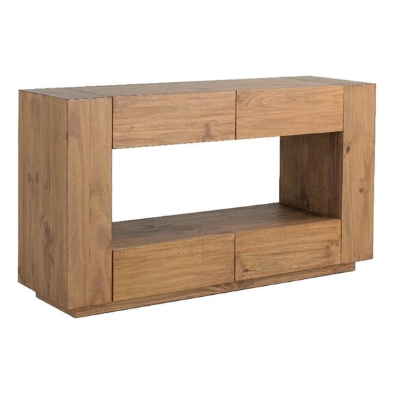 ACME Harlan Contemporary Wood 4-Drawer Rectangular Sofa Table in Oak