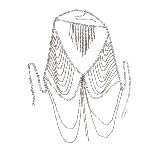 Arnés de cadena de cuerpo Sunnimix con borla Sujetador de múltiples capas